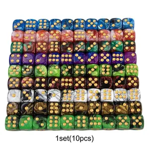 10pcs 16mm 6-Sided Dice Set, Mixed Color Gaming Dice, Entertainment Tabletop Game Dice, Perfect for Board Games and Party Favors