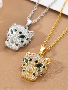 Fashion Leopard Head Pendant Necklace, Bold Design, Durable Chain, Adjustable Clasp, Perfect Gift for Boyfriend, Family, Friends