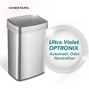 Nine Stars Odor Neutralizing Touchless Infrared Motion Sensor Trash Can Rectangular