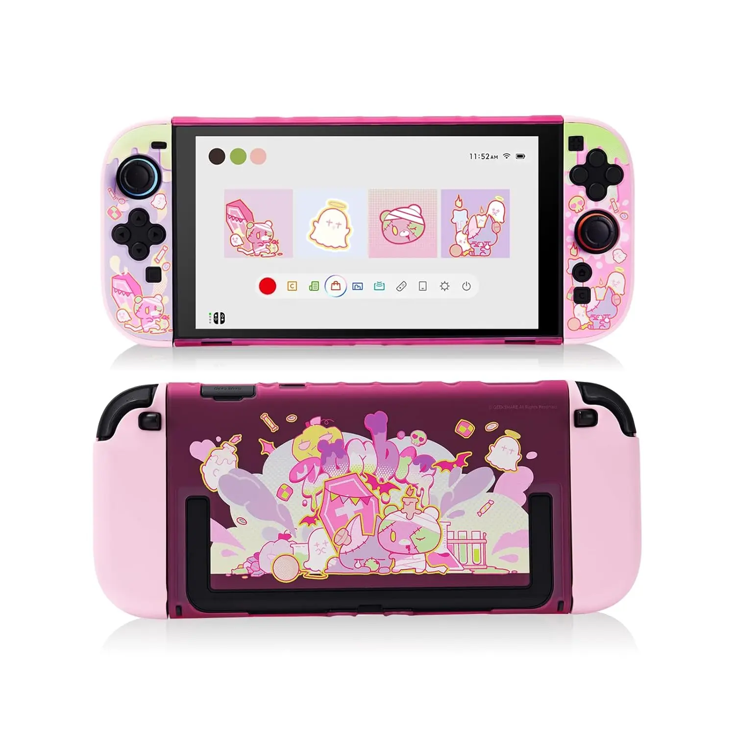 GeekShare Slim Protective Cover for Switch 2 (2025) - Anti-Scratch, Shock-Absorbent Dockable Hard Shell Console Accessories, Portable Handheld Game Controllers Compatible Patch Moe Doll Design
