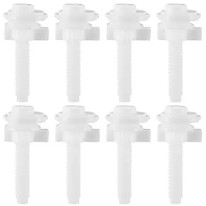8Pcs Toilet Seat Screws Replacement Kit, Plastic Toilet Seat Hinge Bolts with Nuts and Washers Parts, White