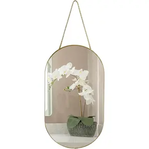 Oval Wall Mirror, Gold, Oval Shape, for Bathrooms and More (16x9.2 inch)