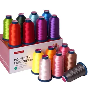 PooLin Richword Embroidery Polyester Thread 4000m x 15 Colors Set 40wt 108D/2 for Sewing & Embroidery Machines