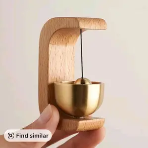 Suction Door Solid Wood Chime - Unique Design with Brass Accent and Wooden Base for Your Home Decor Needs