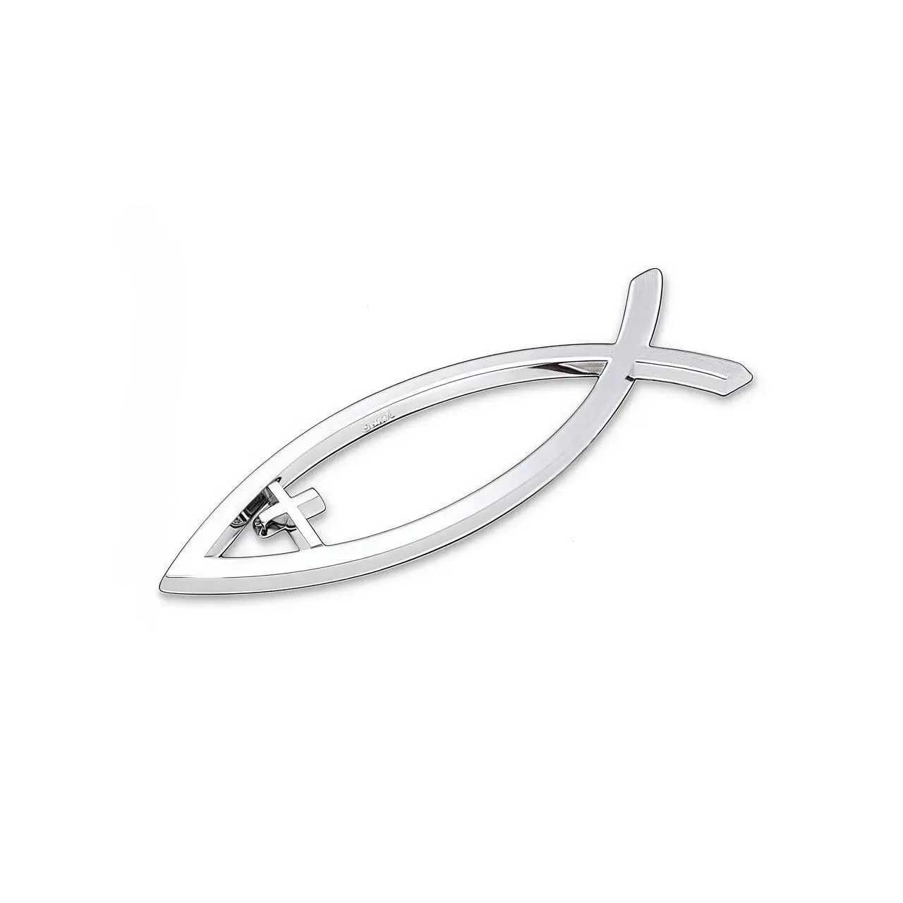 Christian Fish with Cross Chrome Emblem for Cars Trucks All Auto Universal Fit 5.5x1.8in Weatherproof Zinc Alloy Decor trust in god sticker room window vehicle exterior decoration