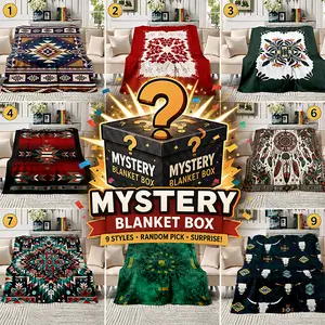 Mystery Blanket Box – Random Western, Aztec & Boho Throw Blanket Surprise, Soft Cozy Flannel Blanket Gift for Couch Sofa Bed