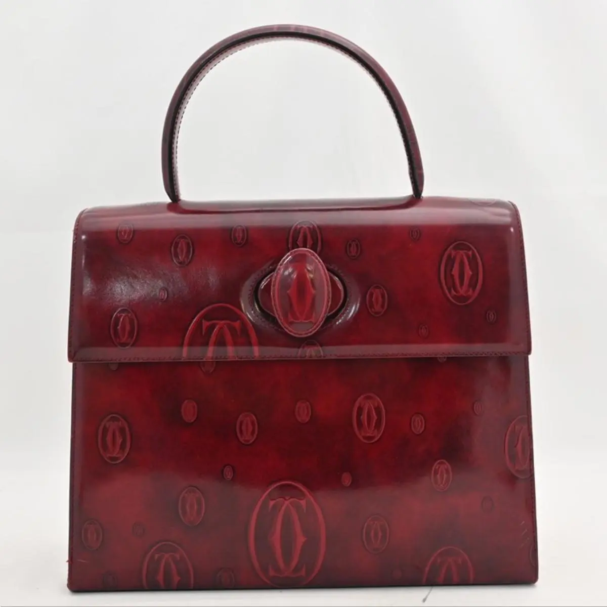 Pre-owned Cartier As Shown Shoulder Bags Happy Birthday Hand Bag Logo Bordeaux Turn Lock ca5642ca