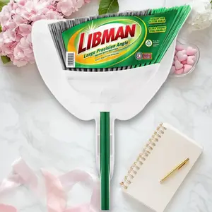 Large Precision Angle Broom with Dustpan - for Home Garage, Heavy-Duty Broom, Libman