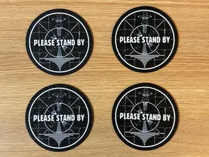 Fallout Please Stand By  Themed 3D Printed Coaster Set 4 with Free Holder