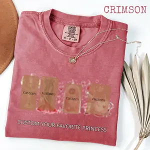 [Pls Note 1-15] Comfort Colors Custom Princess Graphic T-Shirt, Girly Aesthetic Girls Trip Tee Love Outfit Womenswear Cotton Streetwear
