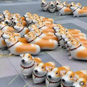 Super adorable Corgi walking balloon! Cute cartoon animal shape with a built in weighted design. Just hold the string and it walks like a real dog, its charming steps bringing joy to the whole family. It's both a perfect "pet walking" companion for kids a