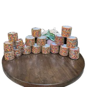 Elegant Mahndi Matel Bangles Set Multi Colors Bridal Bangles for Mahndi Wedding with Velvet Mirror Thread Rhinestone Festivals Gifting Elegance in Every Sparkle