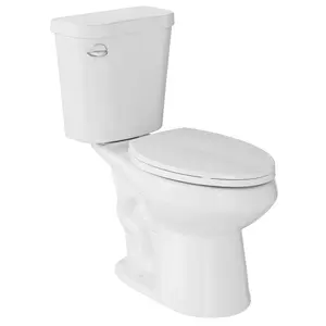 17" Elongated Two-Piece Toilet with Slow-Close PP Seat – Upgraded Power Flush, Single Side Handle, Includes Tank & Installation Kit – Comfort Fit for Bath or Back Pain Relief