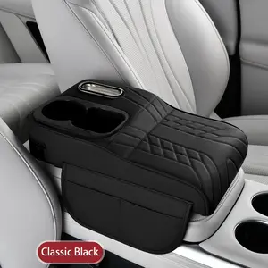 Car Armrest Box Leather Car Accessories Multifunctional Cup Holder Paper Towel Holder Car Interior Leather Armrest Cushion Riser Pad Car Tissue Box Car Organizers