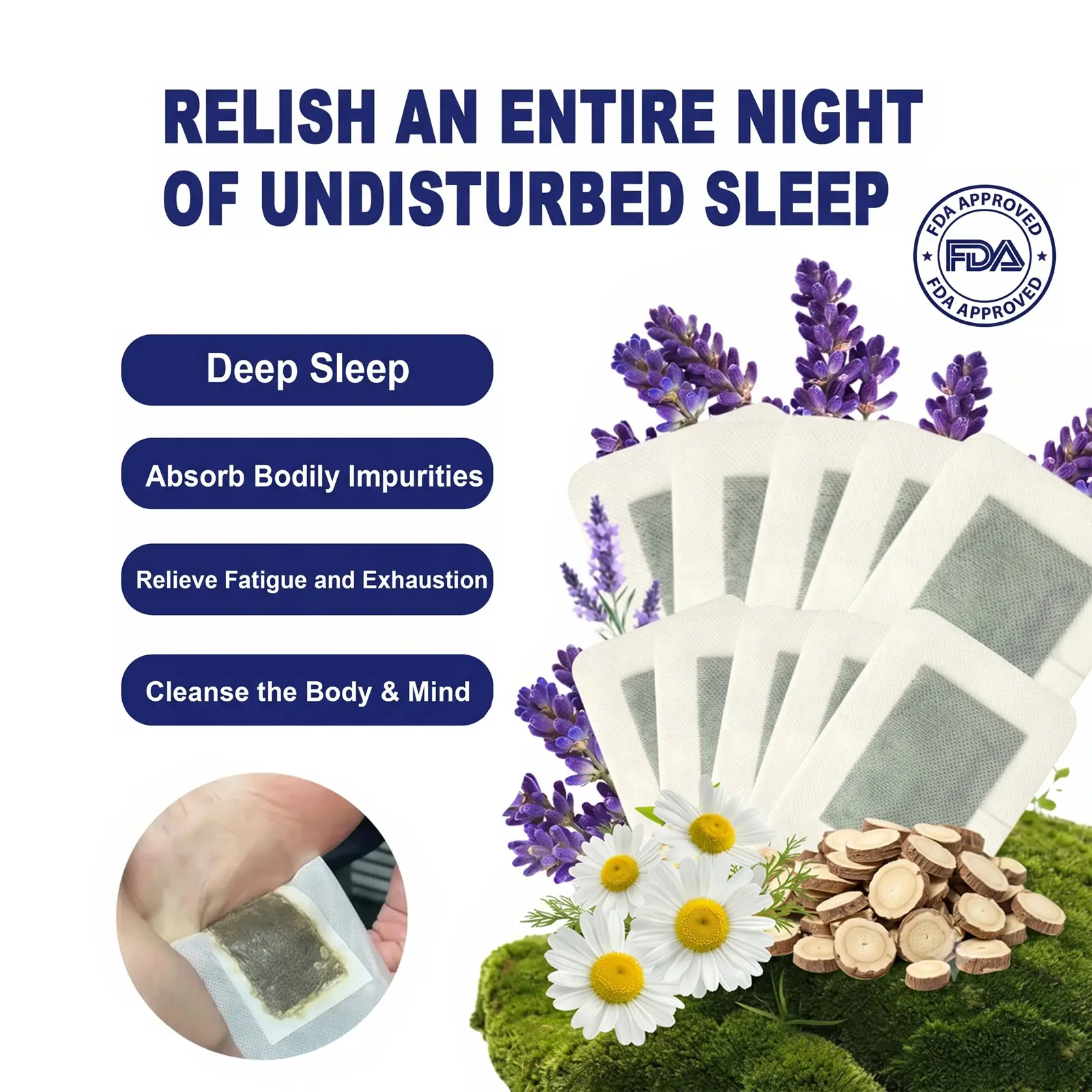 [Ximonth] Deep Relaxing Foot Pads - Overnight Botanical Foot Patches Infused with Lavender & Herbal Extracts - Promote Mind-Body Calmness, Refreshing Morning Feel & Foot Care
