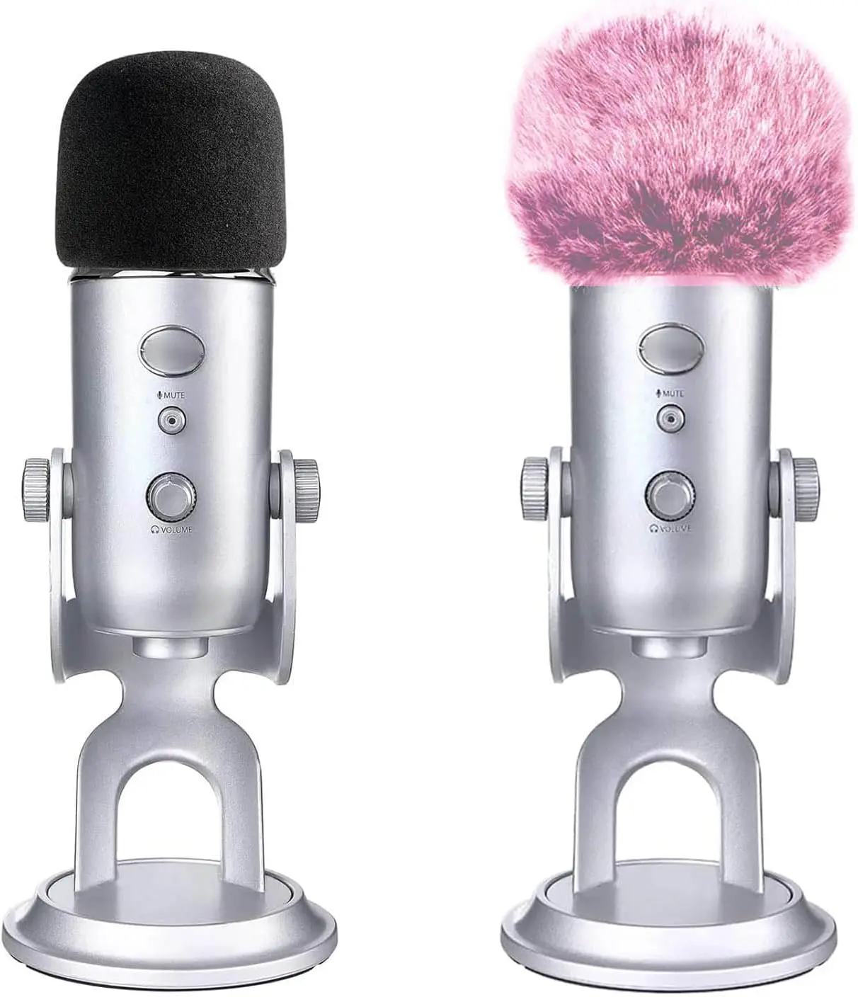 2 count Microphone  Microphone Windscreen with Furry Windscreen Muff - Mic Wind Cover Pop Filter for Blue Yeti, Blue Yeti Pro USB Microphone (2 Pack) (Fuzzy-+ Black )