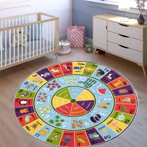 Round Letter Pattern Foldable Play Mat, Nursery Development Mat, Non-slip Floor Mat, Easy To Care & Easy To Clean Machine-washable Rugs for Home Living Room Bedroom Game Room Kids Room