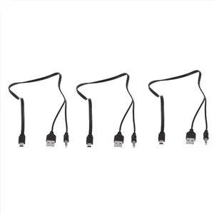 3 Pcs 3.5mm Aux USB2.0 Male Mini 5 Pin USB Portable Speaker Audio Cable