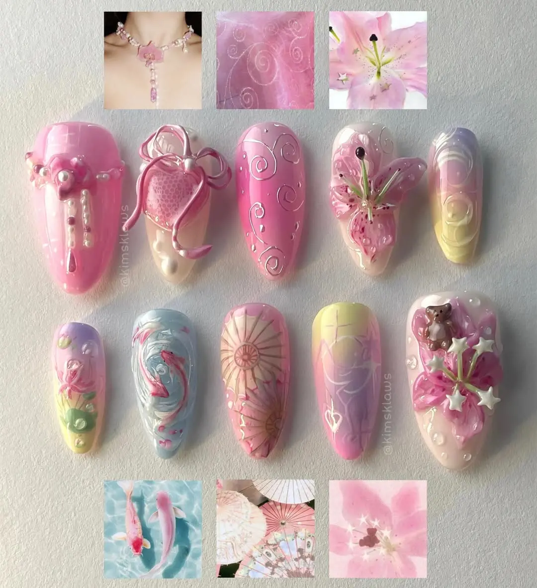 Blue Stripe Press-on Nails, 112345666
