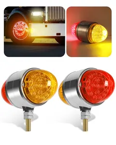 ASNOO 2PCS Double Face 34 LED Watermelon Turn Signal Lights, Semi Truck Chrome Auxiliary Waterproof Dual Revolution LED Lights for Freightliner Peterbilt Kenworth Mack Western Star