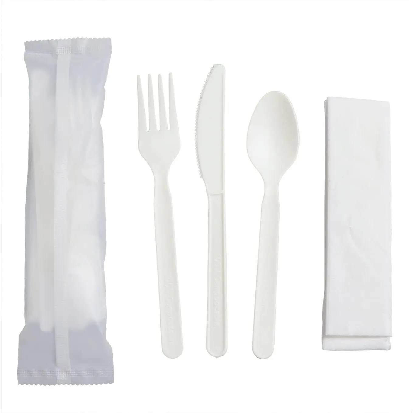 Heavy-Duty BPA-Free Plant-Based CPLA Cutlery Kits, BPI Certified Eco-Friendly Compostable Tableware Sets (200 Total) with 7" Spoon, Fork, Napkin & Heat-Resistant Kitchenware