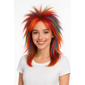 Vibrant Crazy Rainbow Wig - Team Spirit Costume Accessory