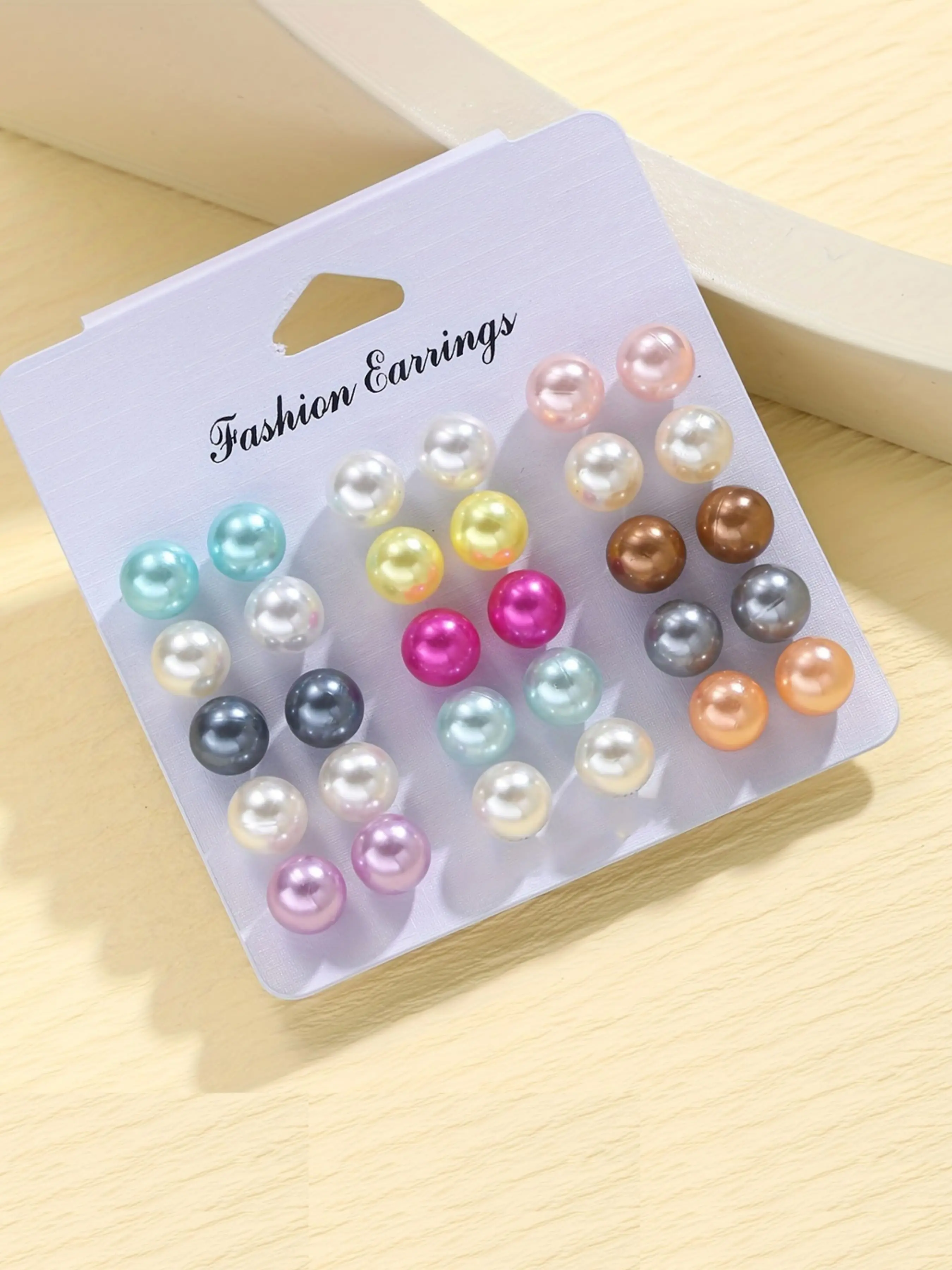 15 Pairs Simple Faux Pearl Fashion Earring Stud Earrings Set Earring Pack for Women Versatile Earrings Ear Studs | Summer Dainty Jewelry Ideal for Party and Vacation, Made of Plastic and Iron