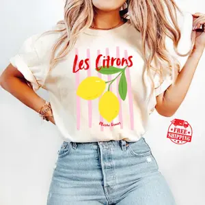[Sale up to 50%] [Free Ship] Les Citrons Tshirt, Limoncello French Rivera Lemon Tee, La Dolce Vita Shirt, Limone Graphic Tee, Vacation Shirt