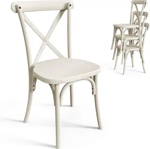 summervibes Outdoor Stackable Dining Chair, Plastic Stackable Outdoor Patio Chairs Kitchen & Dining Room Chairs Special Event Chair Wedding Chair with X Back for Indoor Outdoor