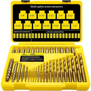 35- Screw Extractor and Left Hand Drill Bits Set, Easy Out Screw Extractor Set with Reverse Drill Bits, Multi-Spline Extractors for Removing Broken  and Stripped Screws