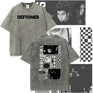 deftones S~5XL Oversize Unisex Washed T-Shirt for Women and Men's Unisex Fit Batik Cotton Oversize Streetwear Menswear  Super Soft Pre-Shrunk