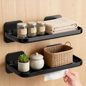 Space-Saving Wall Shelves – Adhesive Floating Shelves No Drilling, 2 Pack