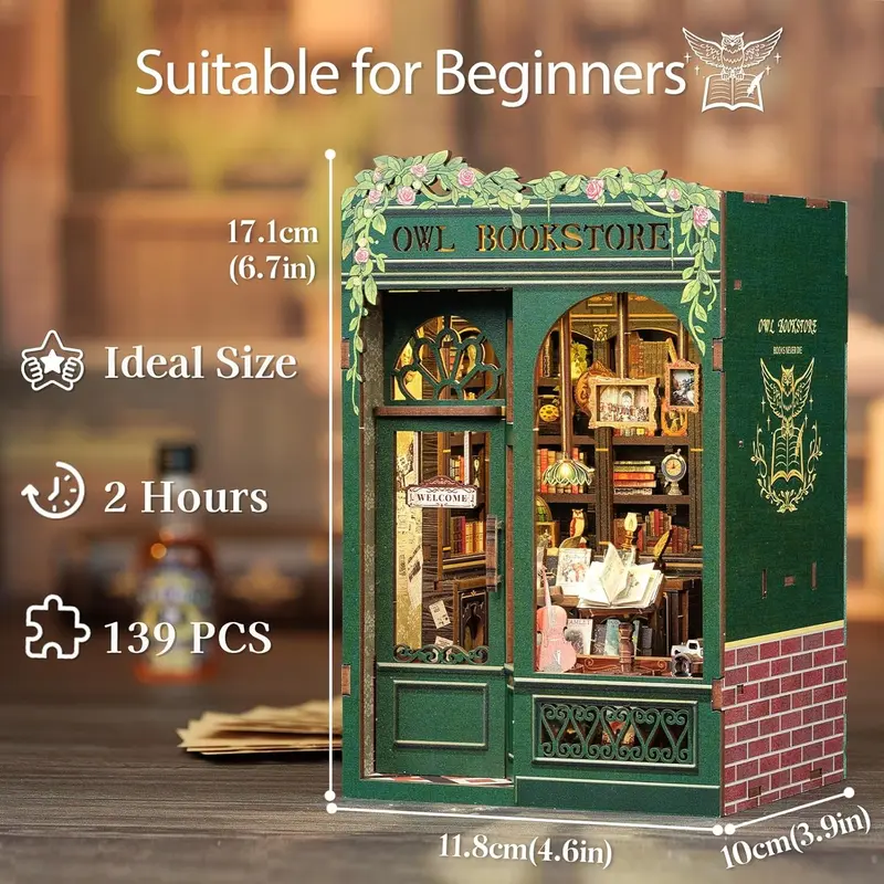 Rolife Book Nook Kit Floral Corner Booknook with LED Lights DIY Rolife Book Nook Kit Floral Corner Booknook with LED Lights DIY