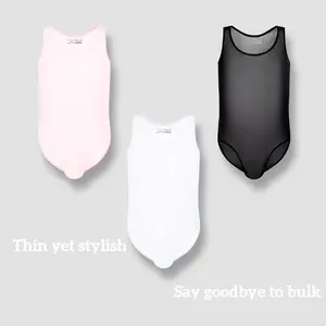 Sexy Men's Bodysuit Shaping Tank Top, Transparent Cooling Ultra-Thin Slimming Tight-Fit Breathable Triangle Briefs