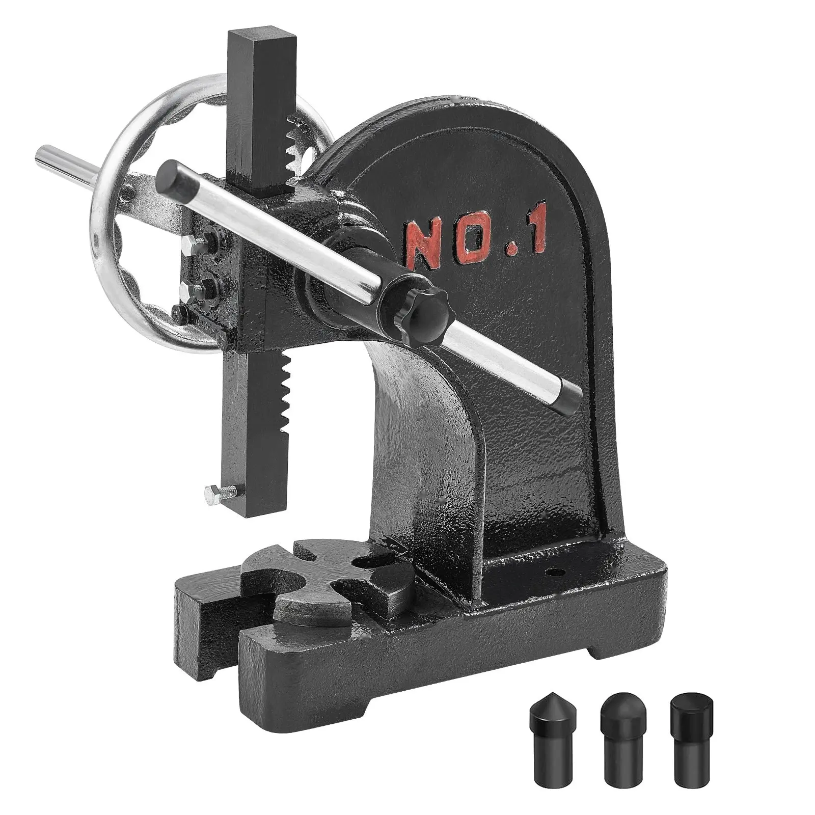 1 Ton Manual Arbor Press With Handwheel, Desktop Cast Iron Heavy-Duty Stationary Press, 5.9 Inch Maximum Stroke, Precision Hand Press For Stamping, Bending, Stretching, Forming, Metalworking Workshop Tool For Industrial Use