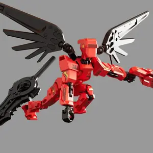 DIY 3D Printed Articulated Action Figures Assembly Toy Set for Children, Mecha Dolls with Wings, Modular Modern House Building Kit, Creative Stress Relief Kids Birthday Christmas Gift