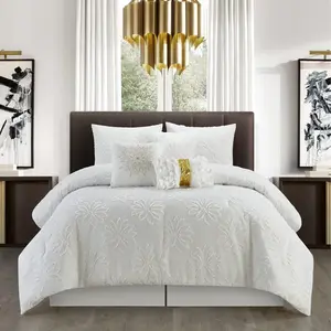 Altair 7 Piece Comforter Set, White, Solid Color