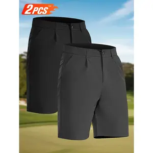 2pcs Men'S Golf Shorts 9 Inch 5 With Pockets Casual Stretch Quick Dry Hiking Work Dress Shorts For Men