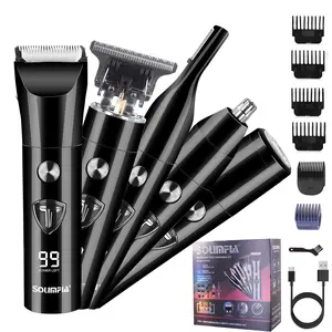 SOLIMPIA 5-in-1 Men's Grooming Kit, Wireless Hair Trimmer Set with Electric Shaver, Beard and Nose Hair Trimmer for Gifts, Cordless Clippers Set