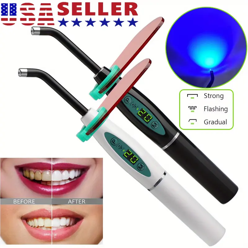Dental Wireless Cordless LED Cure Curing Light Lamp -Black & White Oral Whitening