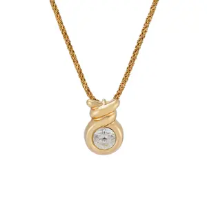 Pre-owned Christian Dior Vintage Gold Tone "Knot" Solitaire Necklace MJP000212