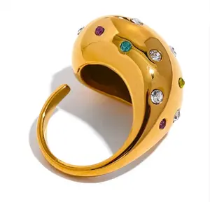 Gold Chunky Rhinestone Ring - Simple Product Description Provided