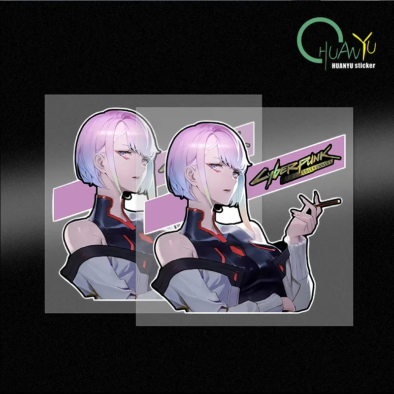 Cyberpunk anime Edge Runner 2D car sticker, Lucy waterproof car and motorcycle computer case sticker