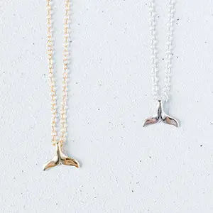 Mini Whale Tail Necklace – Sterling Silver or 14K Yellow & Rose Gold Over Sterling | Ocean-Inspired Jewelry