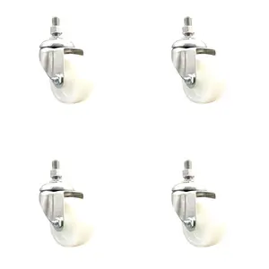 Nylon Swivel Stem Caster Set of 4 with 3 Inch Caster Wheels - 10mm Metric Threaded Stems - 316 Stainless Steel Casters - Includes 4 Swivel Casters - Service Caster Brand