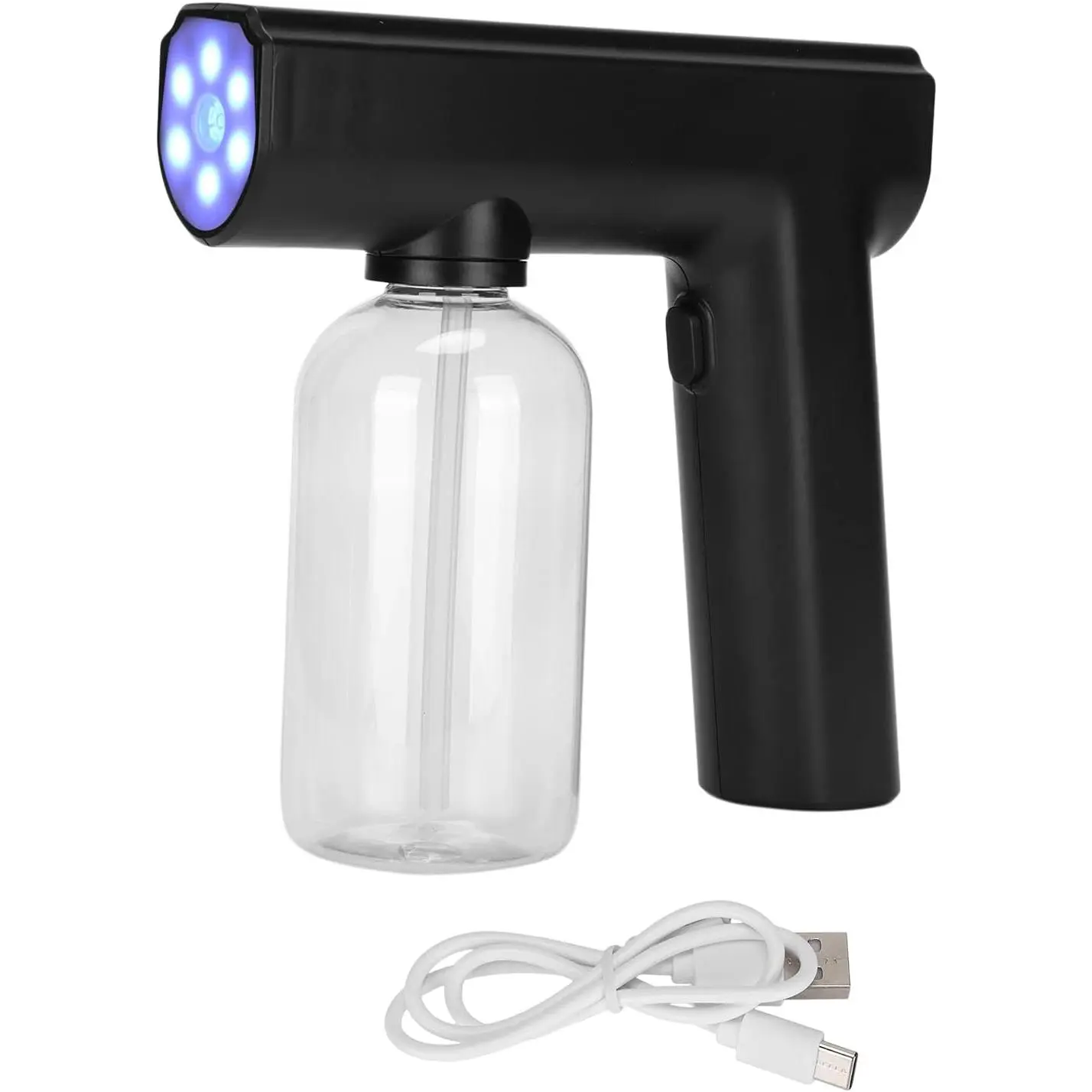 Portable Nanometer Electric Mist Sprayer - Rechargeable Mini ABS Cleaning Power Tool with Handheld Grip, Constant Mist, USB Cable Charging, 1 x USB-C Cable, Cordless Freedom, Indoor/Outdoor Use (Black)