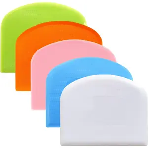 Dough  Bench Scraper for Baking, 5 count  PE Plastic Flexible Bowl Scraper, -safe Plastic Dough Scraper for Bread Cake Dough Fondant Icing (White, Green, Orange, Blue, )