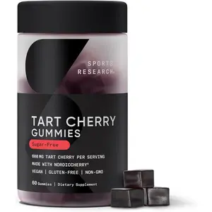 Sports Research Tart Cherry Gummy Supplements | 600mg of NordicCherry | Enhanced Workout Recovery | Sugar and Sugar Alcohol Free - 60 Gummies for Adults, 1 Month Supply