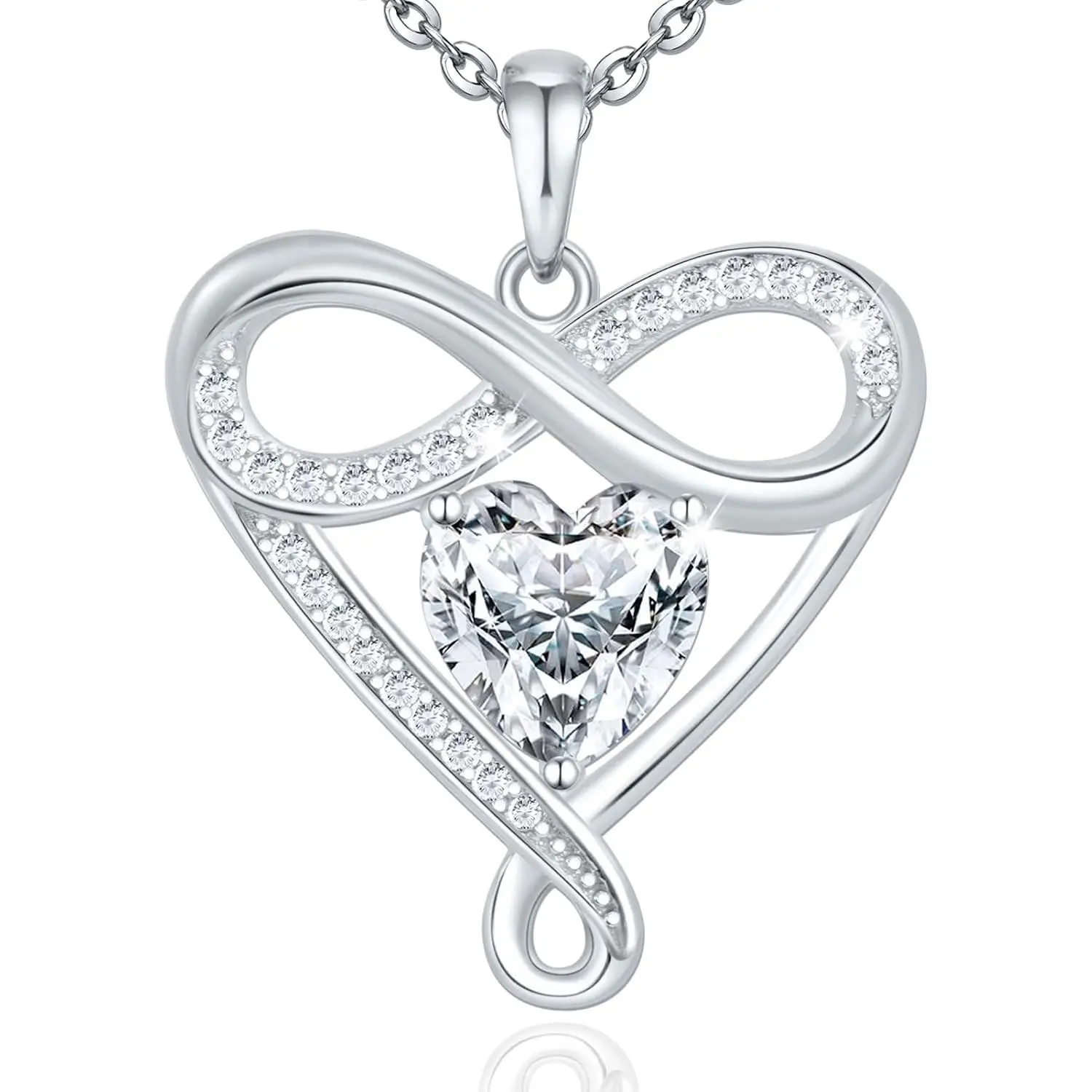 925 Sterling Silver Infinity Necklace - Exquisite Silver Jewelry for Women, Love Heart Necklace for Birthday, Anniversary, Valentine’s Day - Ideal Gift for Girlfriend, Wife, Mom, or Her