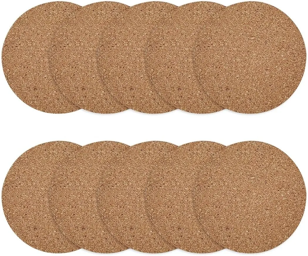 10 Pack 4 Inch Round Cork Coaster, Reusable Coffee Coaster | Cork Coasters, Beverage Bottles, Heat Resistant Table Protectors for Kitchen, Office, Living Room
